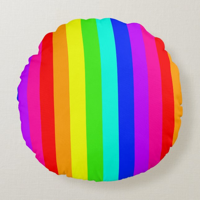 Rainbow Colours Round Cushion (Front)