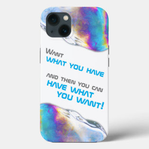 Rainbow colours shimmer bubbles motivational quote iPhone 13 case
