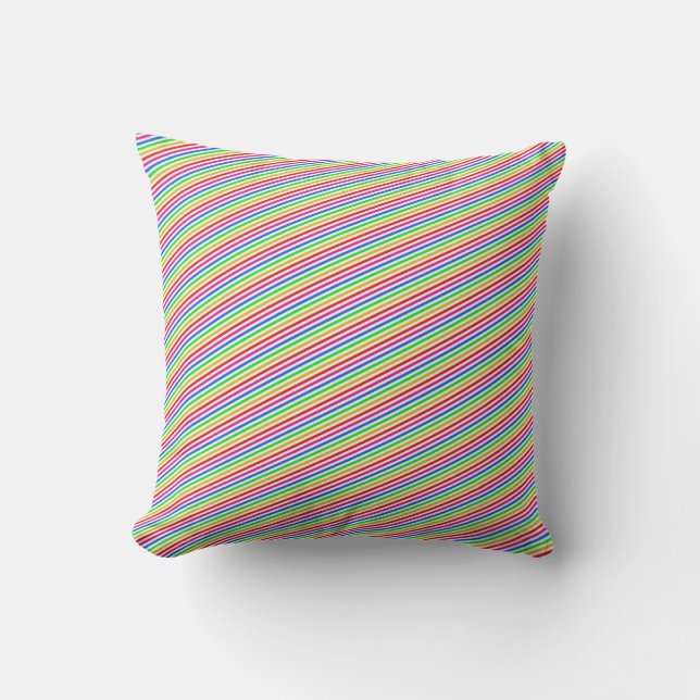 Rainbow Colours Striped Pillow (Front)