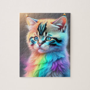 Rainbow Colours Sweet Little Cat Jigsaw Puzzle