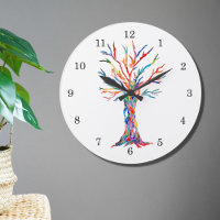 Rainbow Colours Tree of Life Large Clock