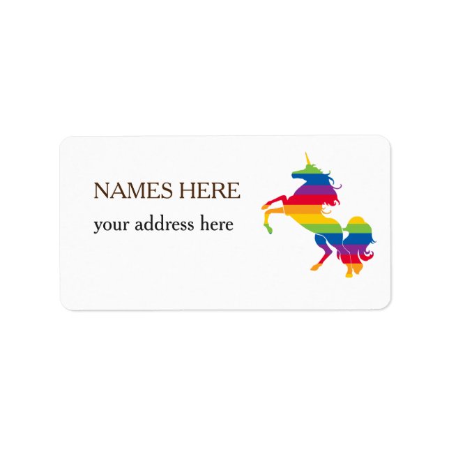 Rainbow Colours Unicorn Shipping Labels (Front)