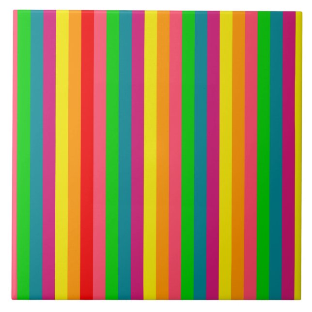 Rainbow Colours Vertical Stripes Style Tile (Front)