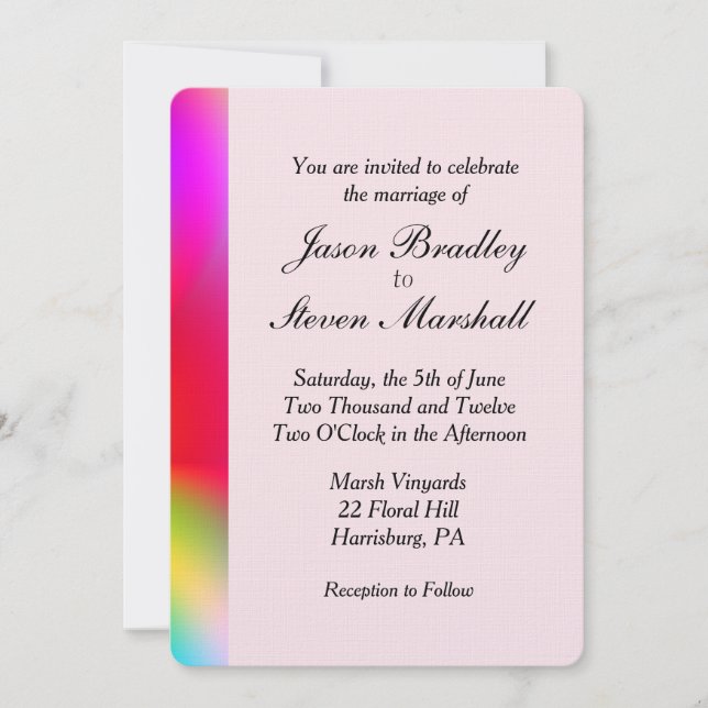 Rainbow Colours Wedding Gay Interest Invitation (Front)