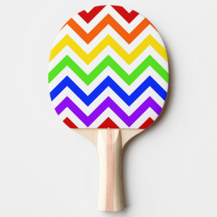 Rainbow Colours, White Large Chevron ZigZag Ping Pong Paddle