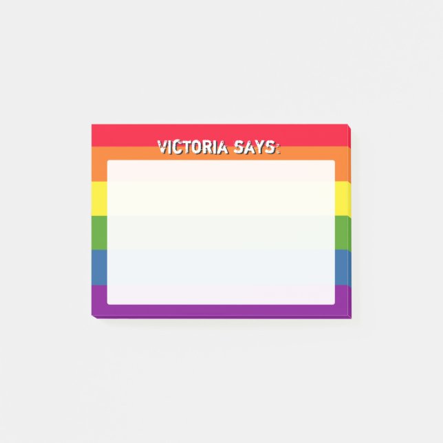 Rainbow Colours with Custom Text Post-it Notes (Front)