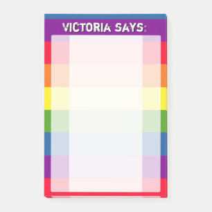 Rainbow Colours with Custom Text Post-it Notes