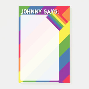 Rainbow Colours with Flag and Custom Text Post-it Notes