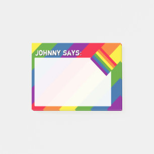 Rainbow Colours with Flag and Custom Text Post-it Notes