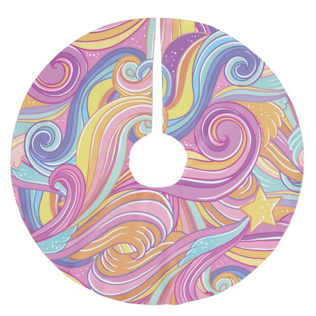 Rainbow Comet: Magical Dreamy Sky. Brushed Polyester Tree Skirt (Front)