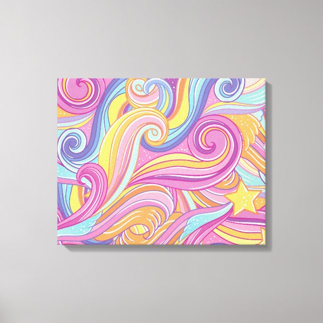 Rainbow Comet: Magical Dreamy Sky. Canvas Print (Front)