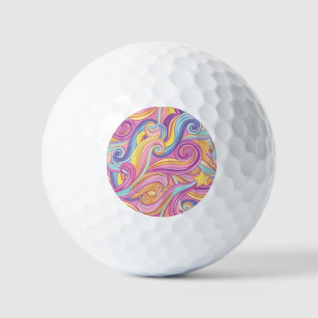 Rainbow Comet: Magical Dreamy Sky. Golf Balls (Front)