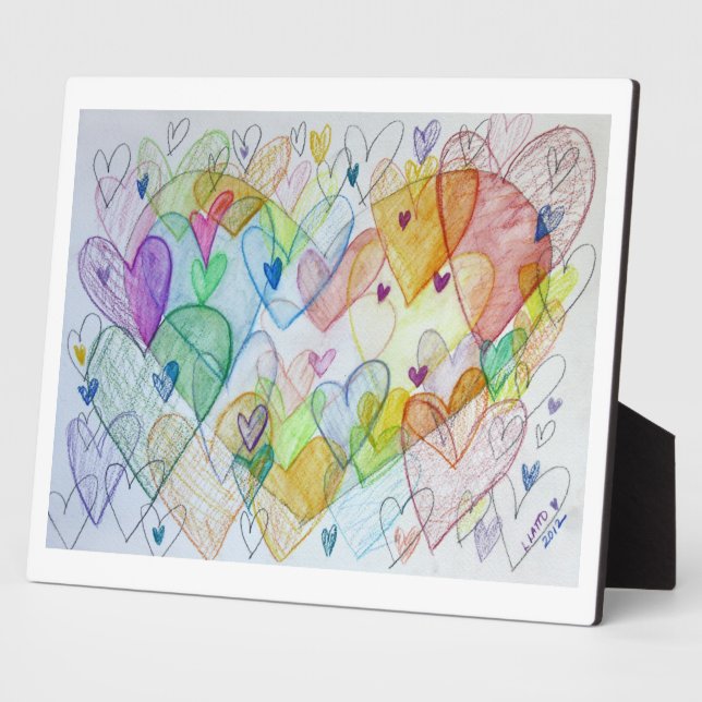 Rainbow Community Hearts Art Print Plaques (Side)