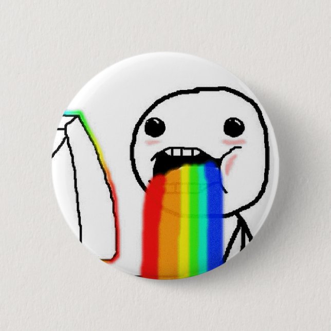 Rainbow Computer Face Guy 6 Cm Round Badge (Front)