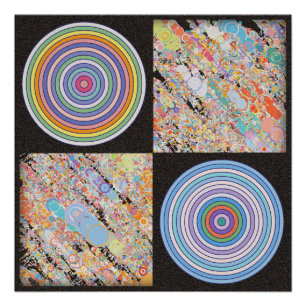Rainbow concentric circle design poster