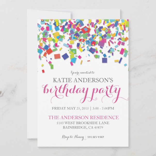 Rainbow Confetti | Birthday Party Invitation (Front)