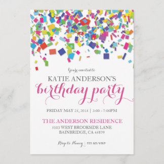 Rainbow Confetti | Birthday Party Invitation