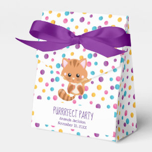 Rainbow Confetti Cute Kitty Cat Birthday Party Favour Box