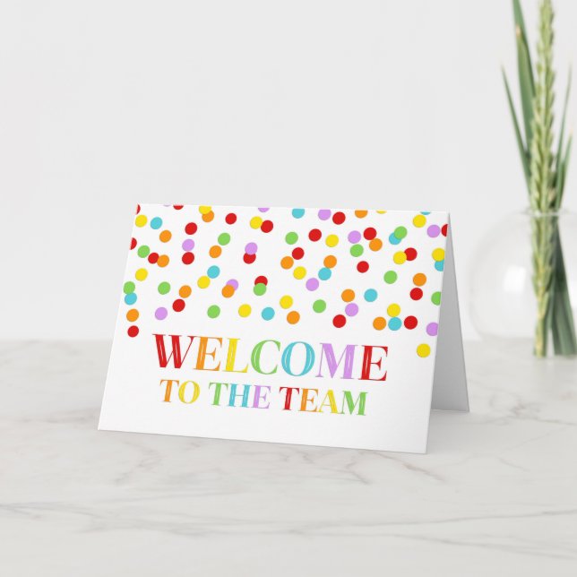 Rainbow Confetti Employee Welcome to the Team Card (Front)