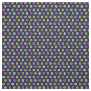 Rainbow Confetti Polka Dot Party on Navy Fabric