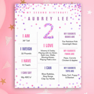 Rainbow Confetti second birthday poster