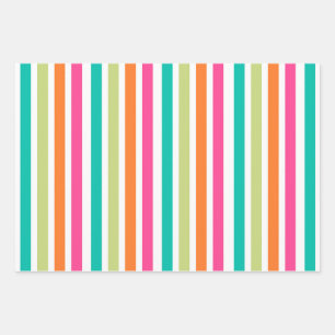 Rainbow confetti stripes colourful retro wrapping paper sheet