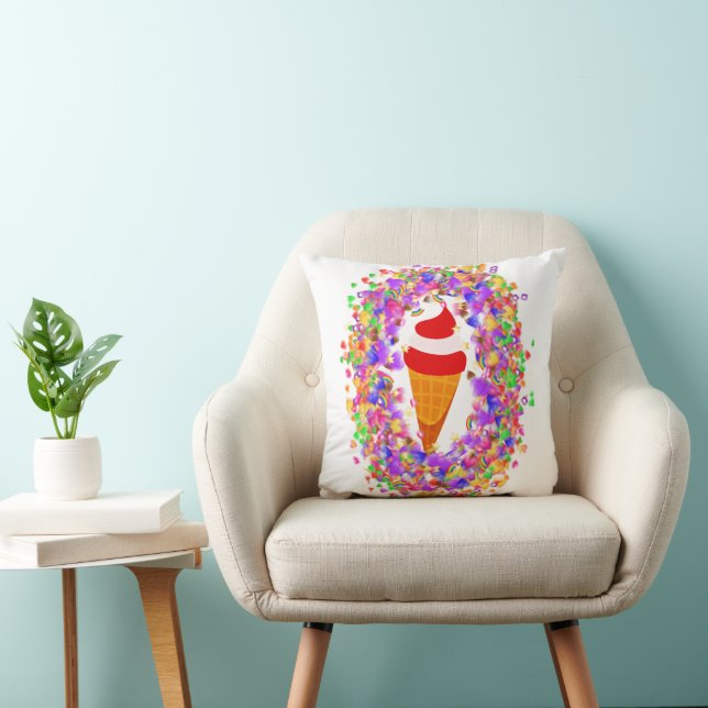 Rainbow Confetti Swirl Ice Cream Cushion (Chair)