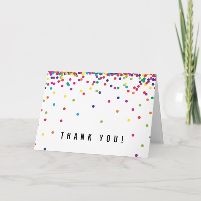 Rainbow Confetti Thank You Card | Cute & Simple (Front)