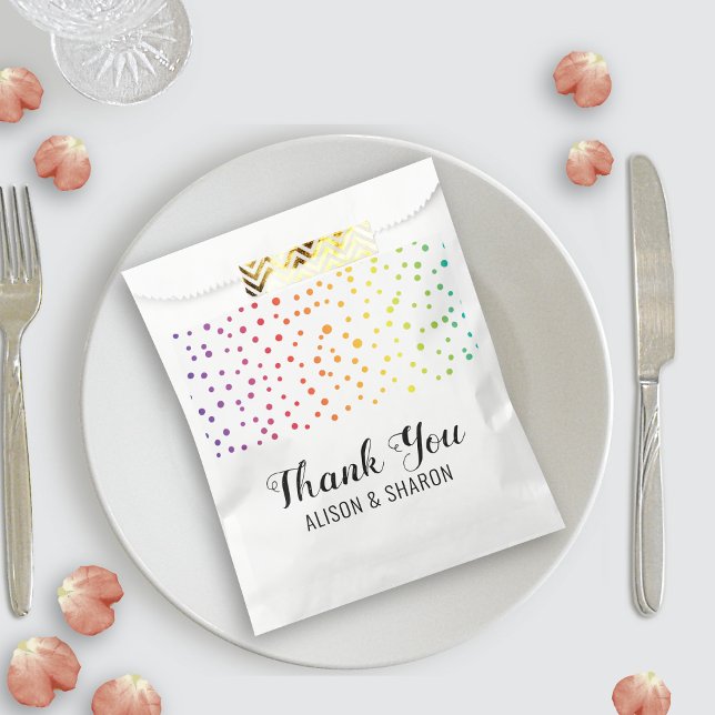 Rainbow confetti, trees Thank You lesbian wedding  Favour Bags (Creator Uploaded)