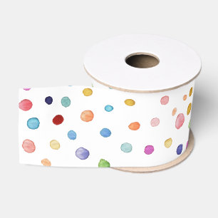 Rainbow Confetti Watercolor Dots Ribbon Grosgrain Ribbon