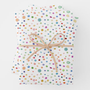 Rainbow Confetti Watercolor Dots Wrapping Paper