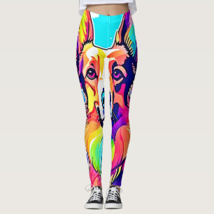 Rainbow Corgi: Pop Art Puppy Joy Leggings