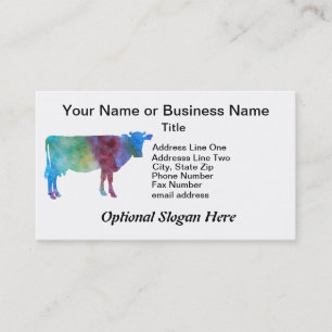 Rainbow Cow With Customisable Text Business Card