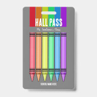Rainbow Crayon Hall Pass Badge