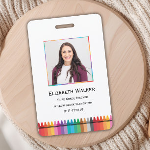 Rainbow Crayon School Employee ID Badge