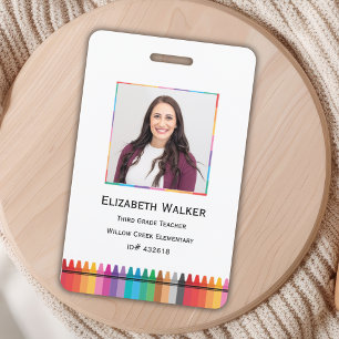 Rainbow Crayon School ID Badge