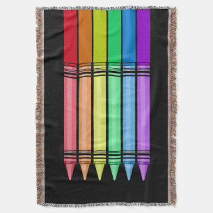Rainbow Crayon Throw Blanket