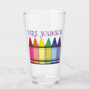 Rainbow Crayons Art Teacher School Artist Glass