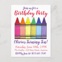 Rainbow Crayons Artist Art Child's Birthday Party