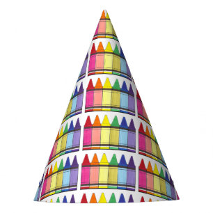 Rainbow Crayons Artist Art Class Birthday Party Hat