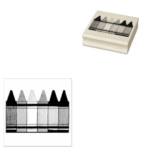 Rainbow Crayons Artist Art Class Colouring School Rubber Stamp