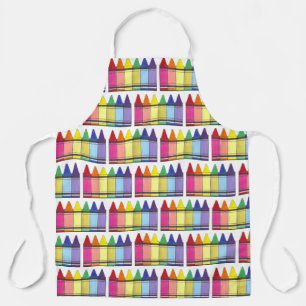 Rainbow Crayons Artist Art Teacher Colouring Book Apron