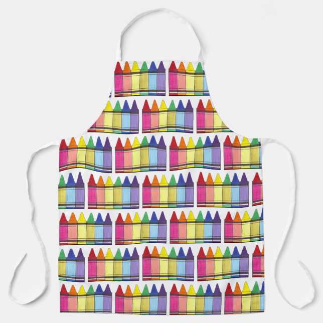 Rainbow Crayons Artist Art Teacher Colouring Book Apron (Front)