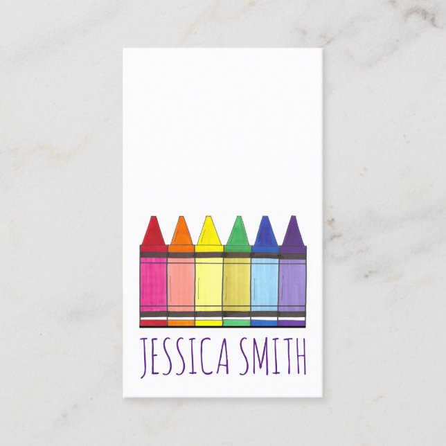 Rainbow Crayons Artist Art Teacher Pride Education Business Card (Front)