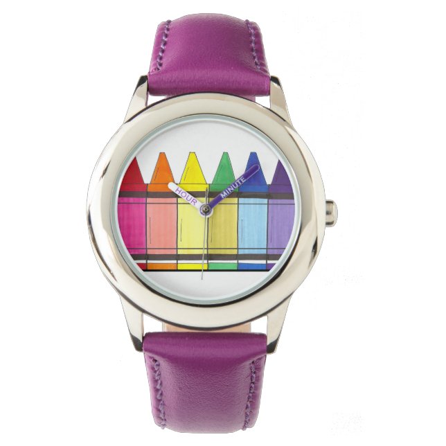 Rainbow Crayons Artist Art Teacher Pride Watch (Front)