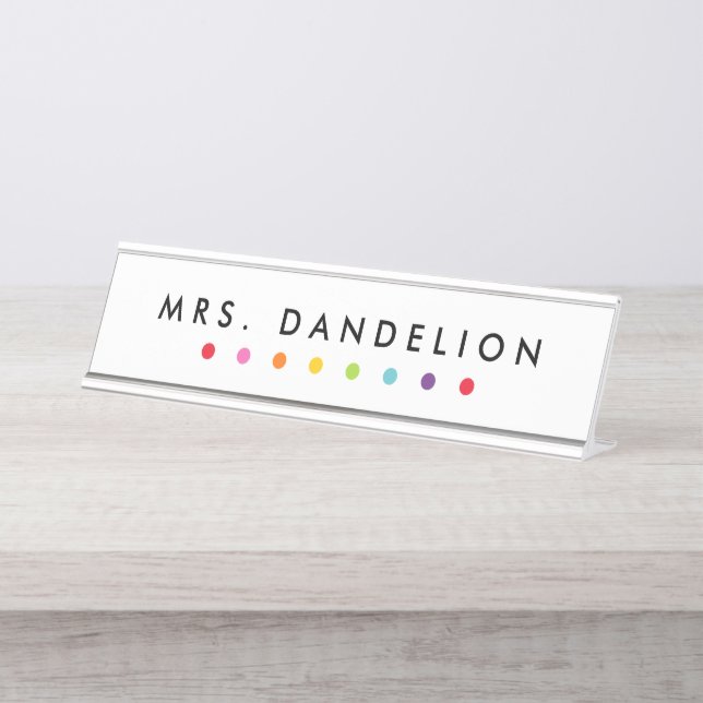 Rainbow Crayons | Kindergarten Teacher Desk Name Plate (Front)