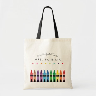 Rainbow Crayons Kindergarten Teacher Gift Tote Bag