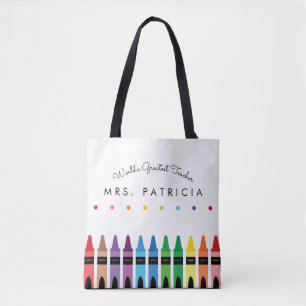 Rainbow Crayons Kindergarten Teacher Gift Tote Bag