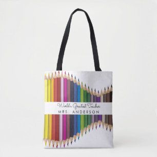 Rainbow Crayons Kindergarten Teacher Gift Tote Bag