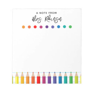 Rainbow Crayons Kindergarten Teacher Notepad